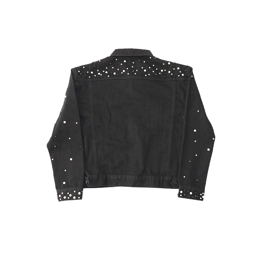 Pearl Raw Hem Sleeveless Denim Jacket