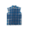 Sleeveless Rhinestone Flannel - Blue