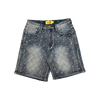 AQUA BLUE EMBELLISHED DENIM SHORTS